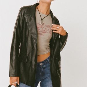 🧥 Princess Polly Faux Leather Blazer - Vegan Approved - Black - Size 0 - NWT